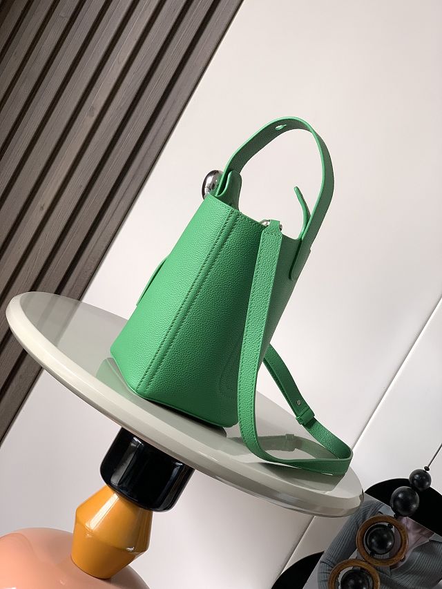 Loewe original calfskin mini pebble bucket BBMX01 green