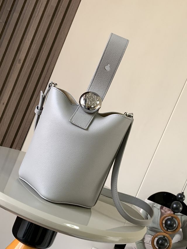 Loewe original calfskin mini pebble bucket BBMX01 grey