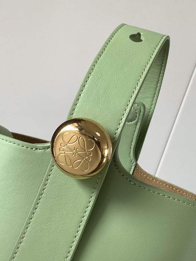 Loewe original calfskin mini pebble bucket BBMX01 light green
