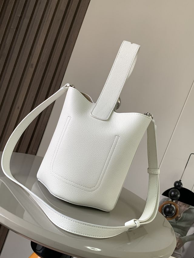 Loewe original calfskin mini pebble bucket BBMX01 white
