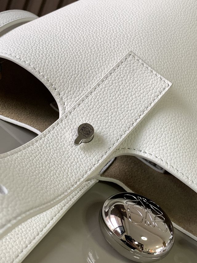 Loewe original calfskin mini pebble bucket BBMX01 white