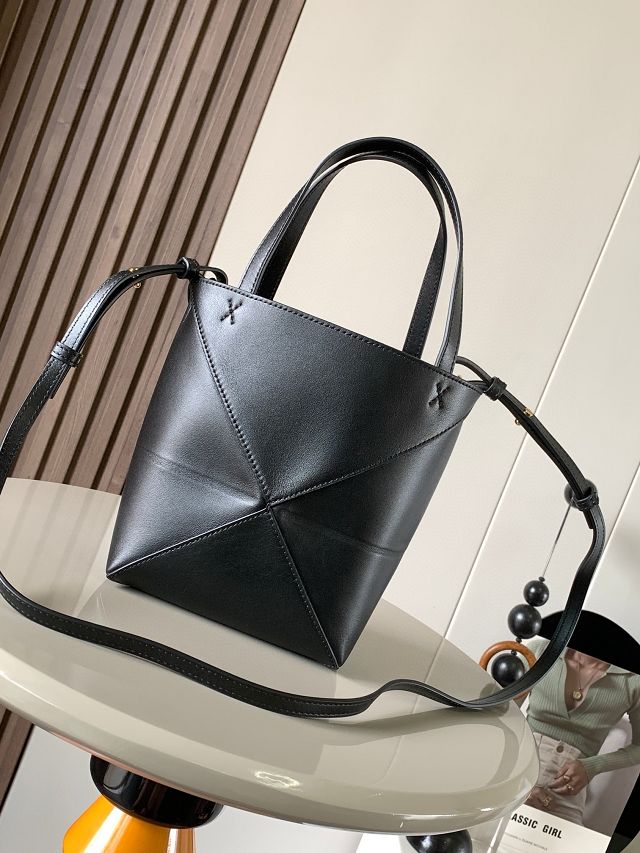 Loewe original calfskin mini puzzle fold tote A657V25 black