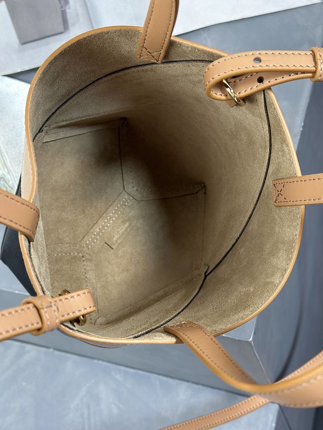 Loewe original calfskin mini puzzle fold tote A657V25 black&tan