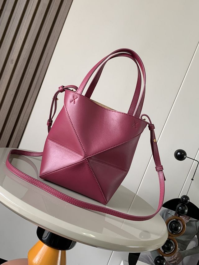 Loewe original calfskin mini puzzle fold tote A657V25 bordeaux