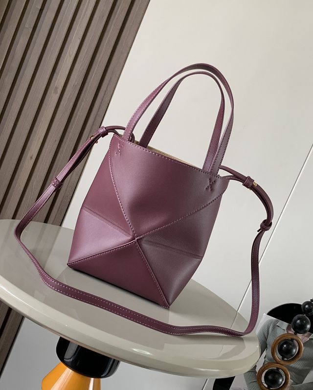Loewe original calfskin mini puzzle fold tote A657V25 burgundy