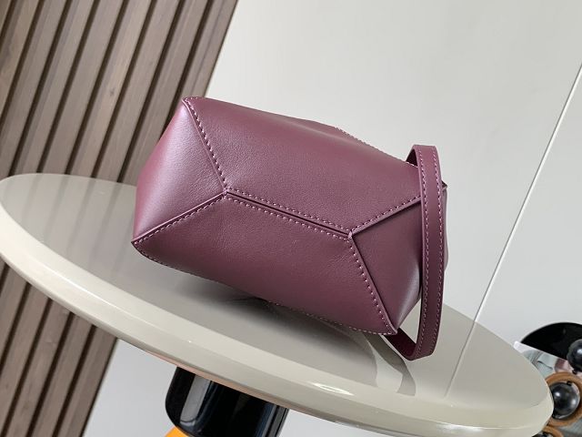 Loewe original calfskin mini puzzle fold tote A657V25 burgundy