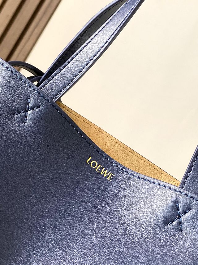 Loewe original calfskin mini puzzle fold tote A657V25 dark blue