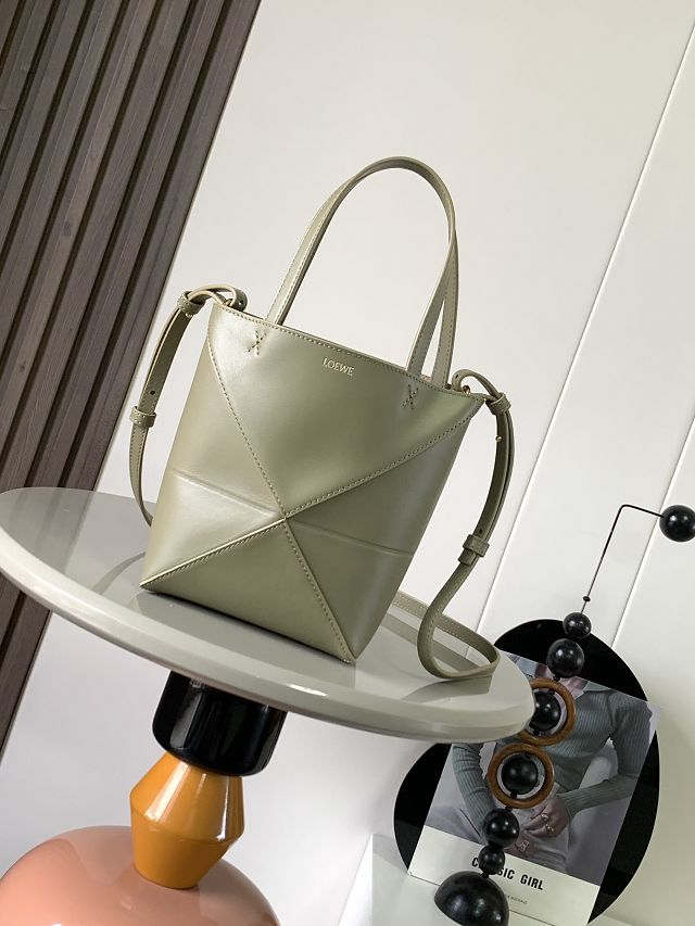 Loewe original calfskin mini puzzle fold tote A657V25 eucalyptus
