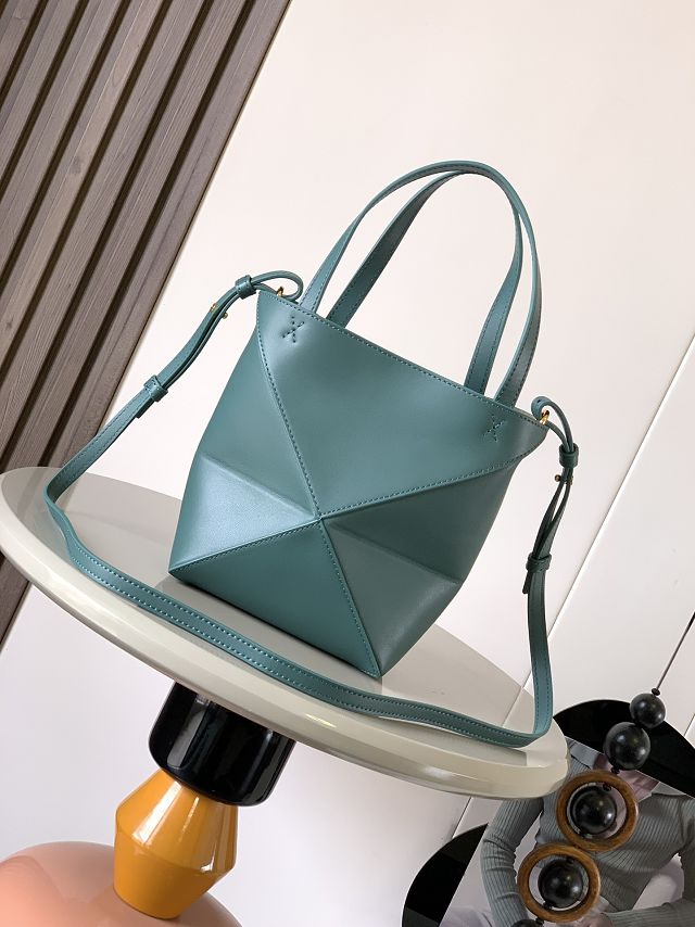 Loewe original calfskin mini puzzle fold tote A657V25 green