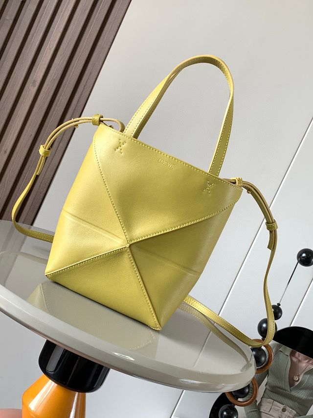 Loewe original calfskin mini puzzle fold tote A657V25 yellow