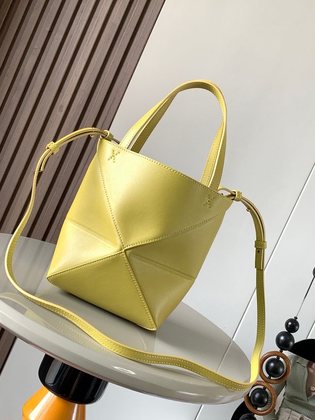 Loewe original calfskin mini puzzle fold tote A657V25 yellow