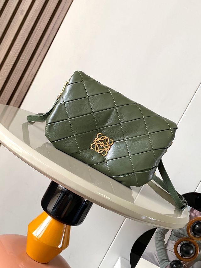 Loewe original lambskin mini goya puffer bag A896W56 dark green
