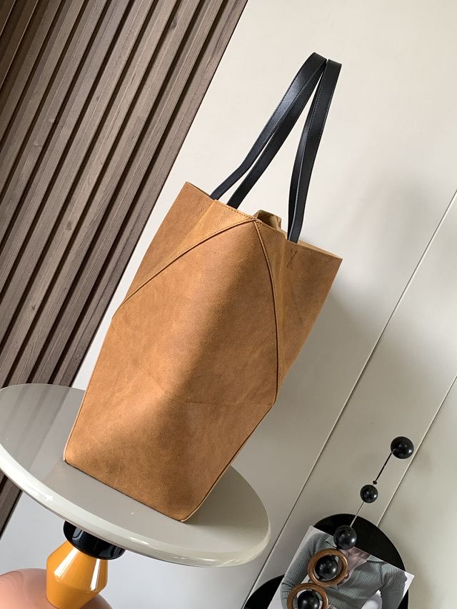 Loewe original suede calfskin large puzzle fold tote B933Q18 brown