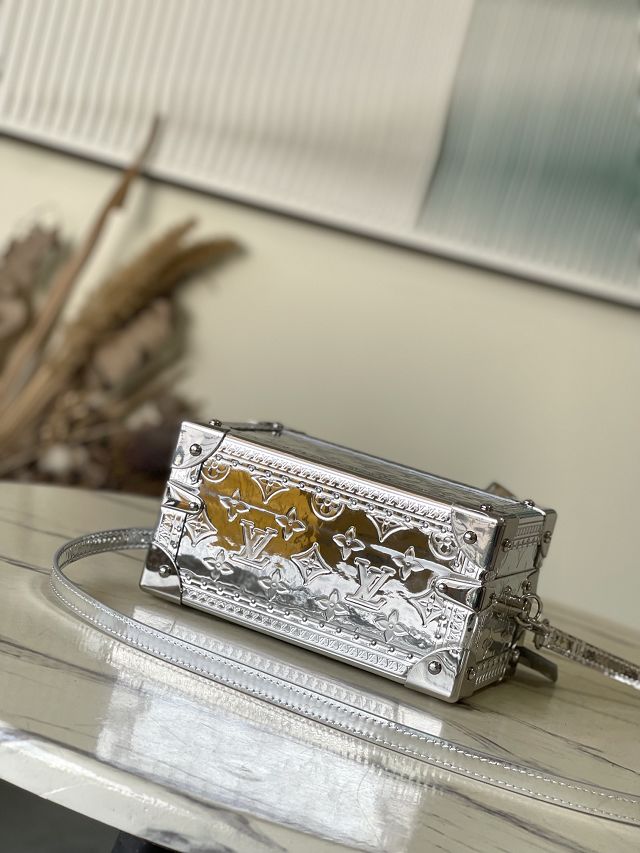 Louis vuitton original vernis leather tresor case M45673 silver