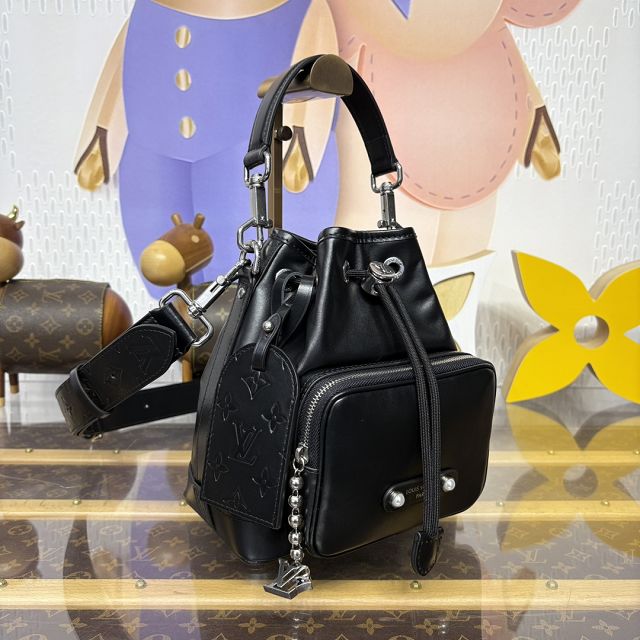 Louis vuitton original calfskin noe cargo bucket bag M13985 black