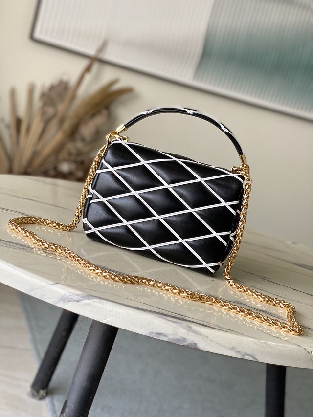Louis vuitton original lambskin GO-14 small handbag M14849 black&white