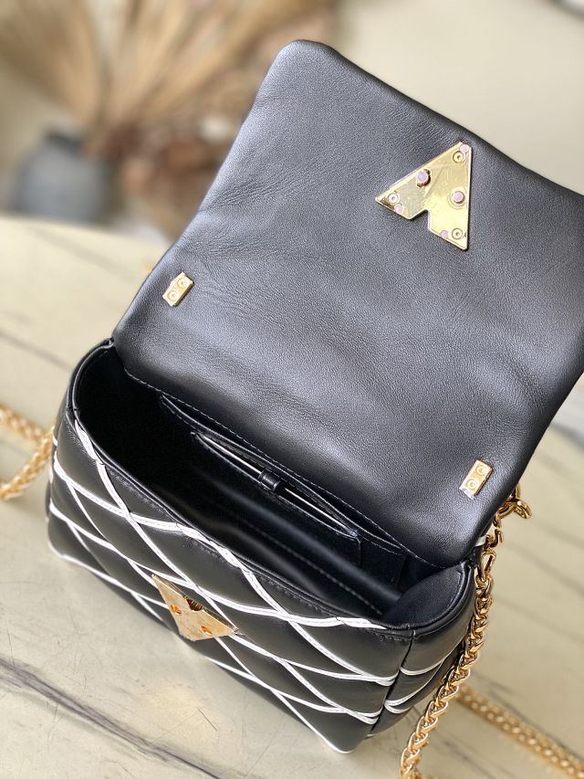 Louis vuitton original lambskin GO-14 small handbag M14849 black&white
