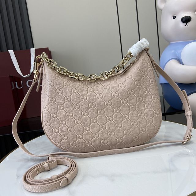GG original calfskin emblem large shoulder bag 820453 light pink