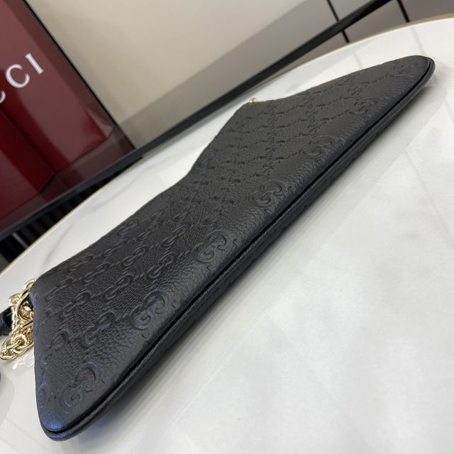 GG original calfskin emblem medium shoulder bag 815277 black