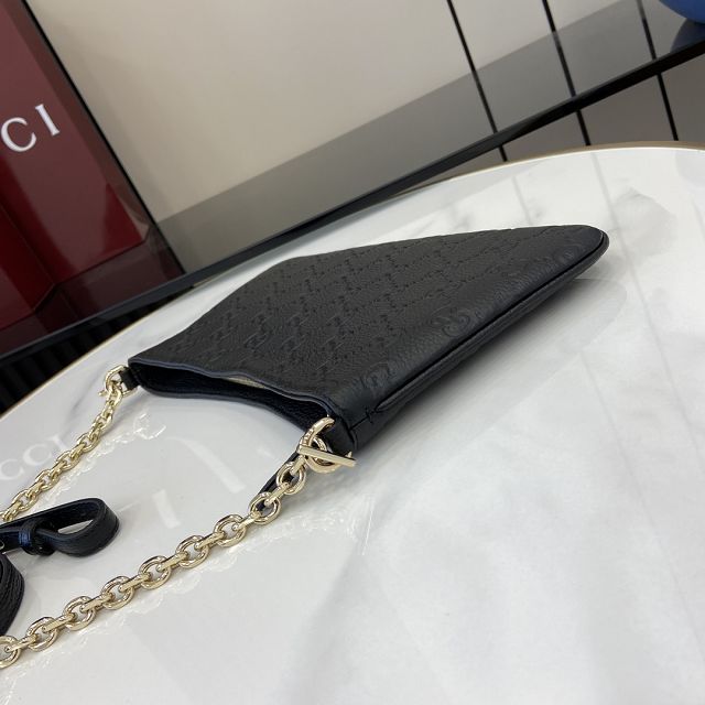 GG original calfskin emblem medium shoulder bag 815277 black