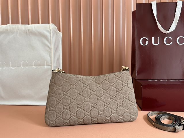 GG original calfskin emblem medium shoulder bag 815277 taupe