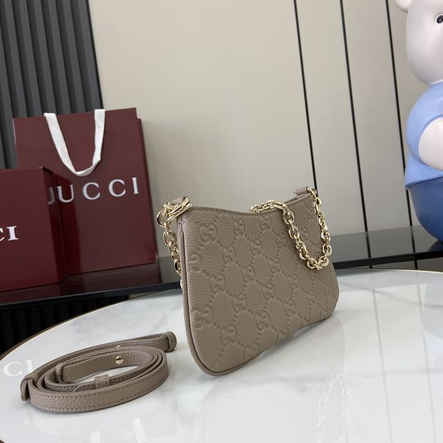 GG original calfskin emblem super mini bag 815278 taupe