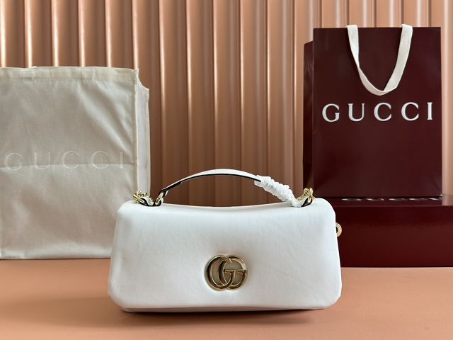 GG original calfskin milano small top handle bag 806016 white