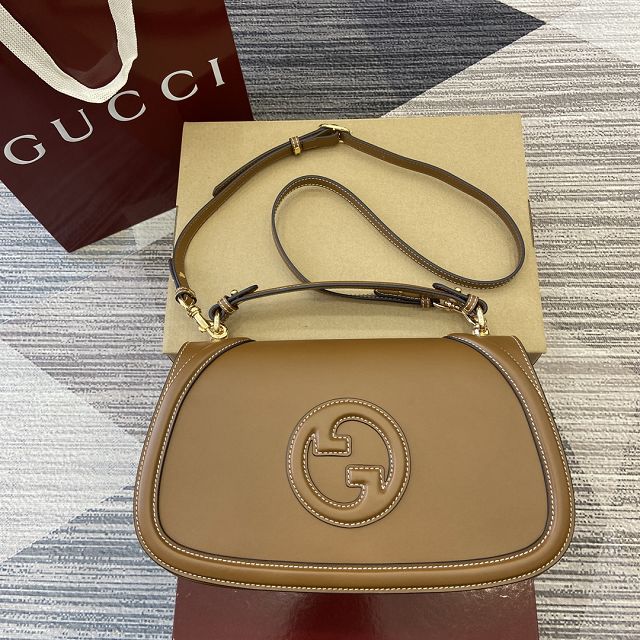 GG original calfskin blondie large top handle bag 815716 brown