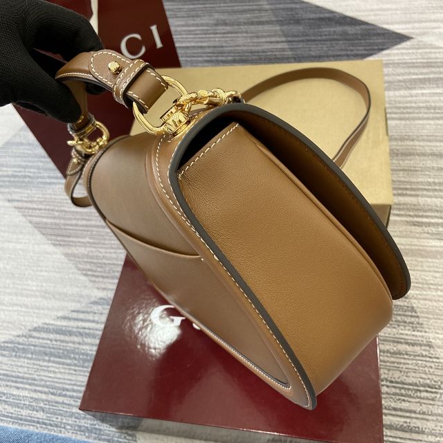 GG original calfskin blondie large top handle bag 815719 brown