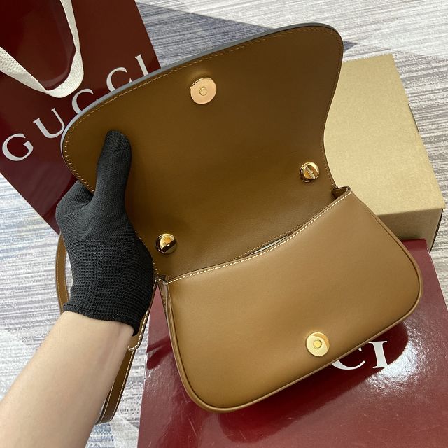 GG original calfskin blondie small shoulder bag 815700 brown
