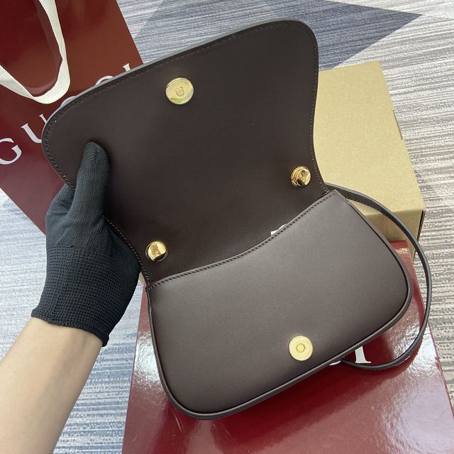 GG original calfskin blondie small shoulder bag 815700 dark coffee