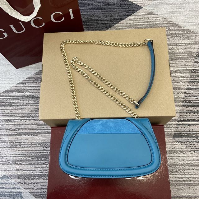 GG original suede calfskin blondie small shoulder bag 815711 blue