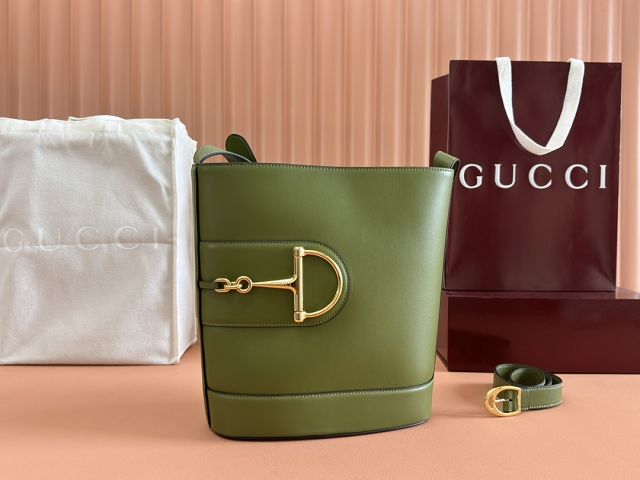 GG original calfskin 73 medium bucket bag 833660 green