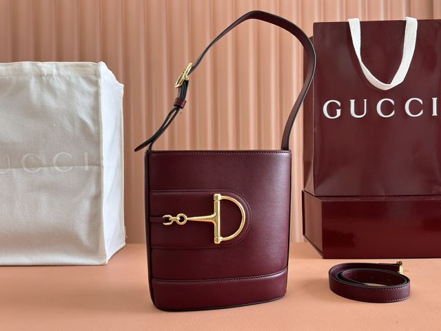 GG original calfskin 73 small bucket bag 833665 bordeaux