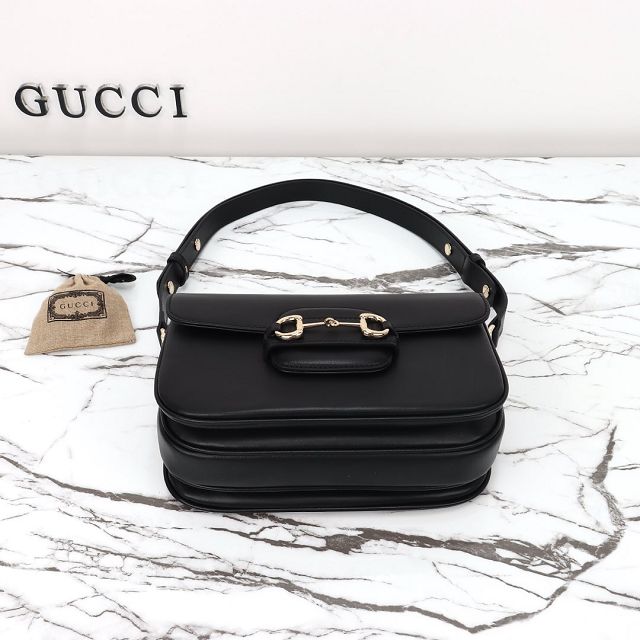 GG original calfskin 1955 horsebit shoulder bag 815178 black