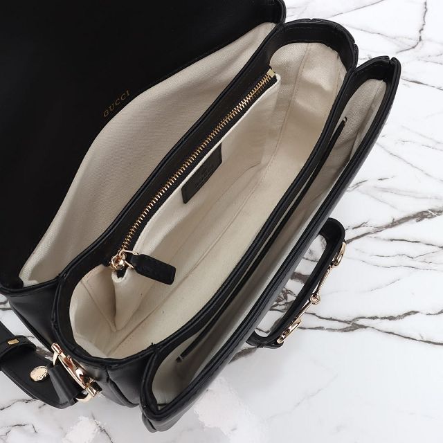 GG original calfskin 1955 horsebit shoulder bag 815178 black