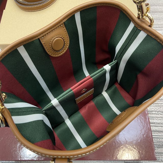 GG original calfskin emblem mini bucket bag 815118 brown