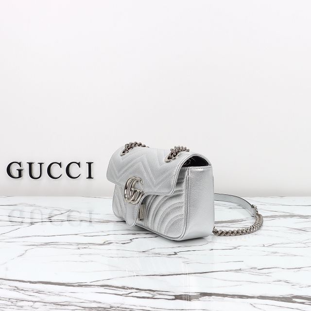 GG original calfskin marmont mini bag 446744 silver
