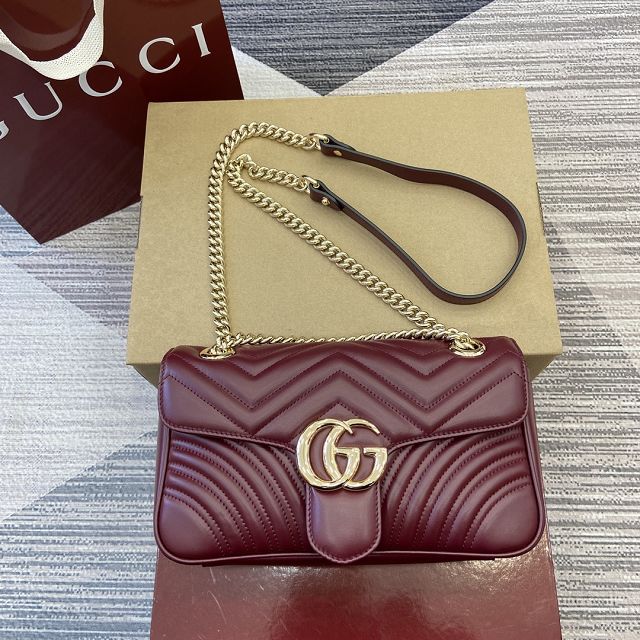 GG original calfskin marmont small shoulder bag 443497 bordeaux