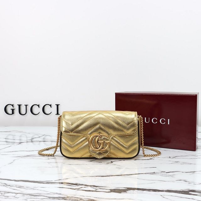GG original calfskin marmont super mini bag 476433 gold