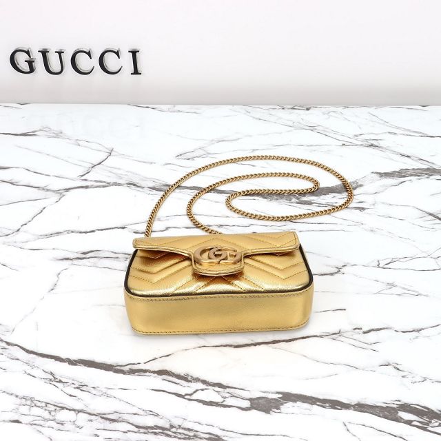 GG original calfskin marmont super mini bag 476433 gold