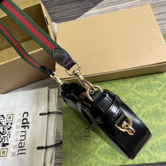 GG original calfskin moon side shoulder bag 786015 black