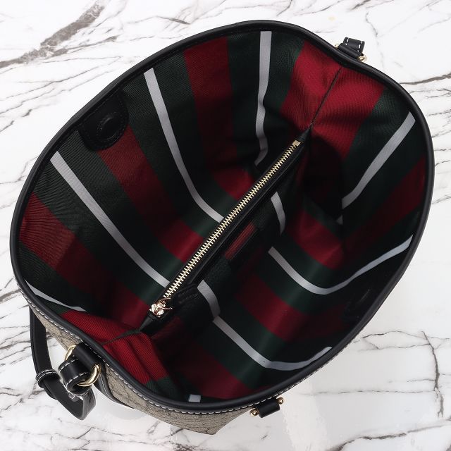 GG original fabric emblem medium bucket bag 815103 black