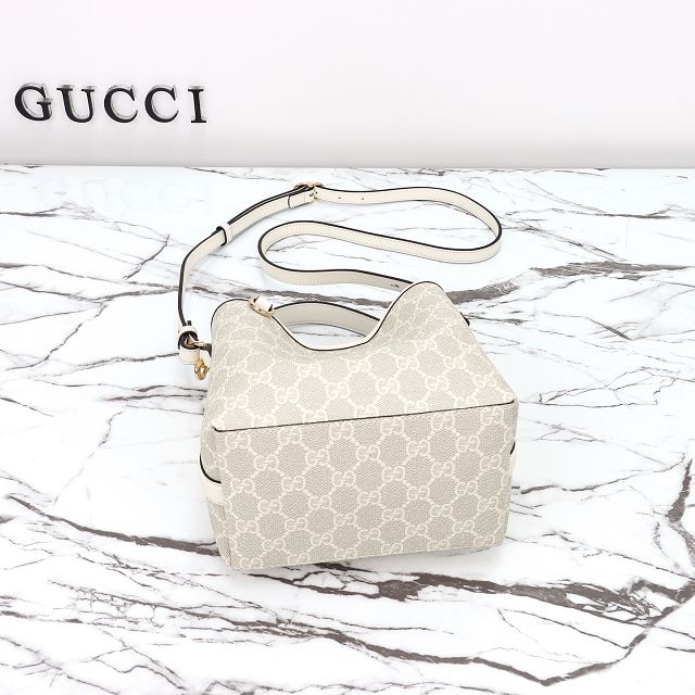 GG original fabric emblem mini bucket bag 815118 white