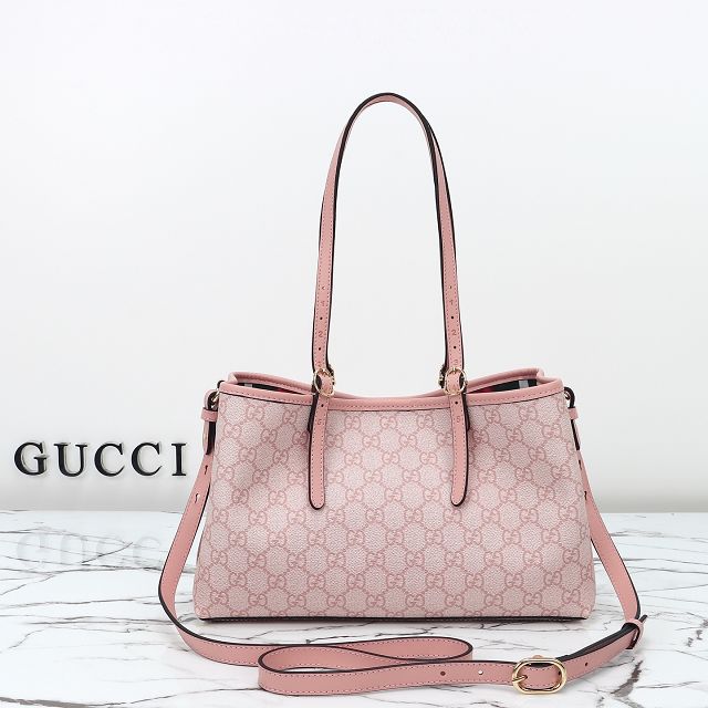 GG original canvas emblem small tote bag 815214 pink