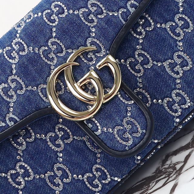 GG original denim marmont small shoulder bag 443497 blue