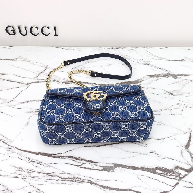 GG original denim marmont small shoulder bag 443497 blue