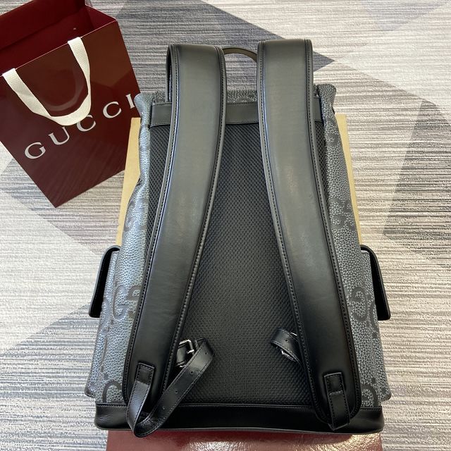 GG original embossed calfskin backpack 625770 black&grey