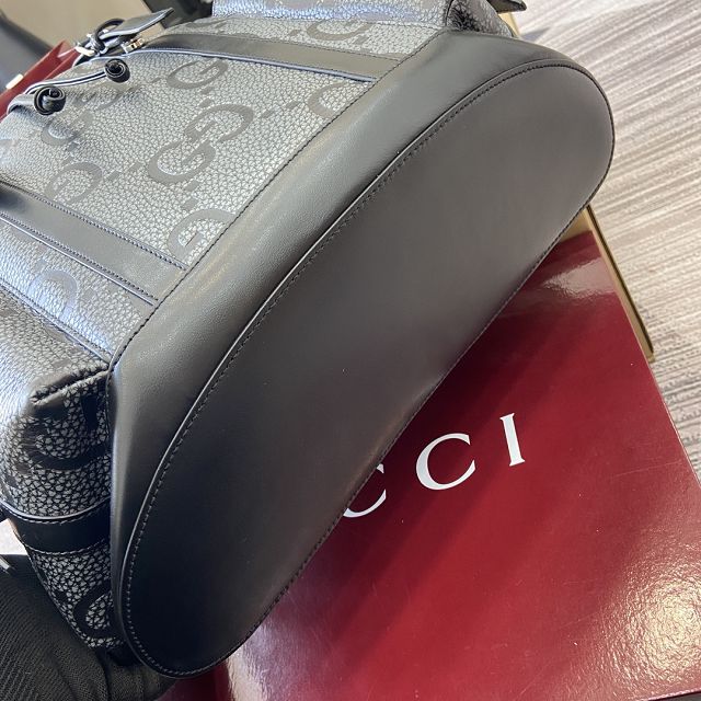 GG original embossed calfskin backpack 625770 black&grey