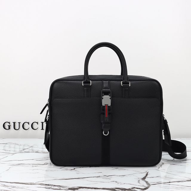 GG original calfskin medium briefcase with web 816757 black